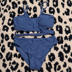 SHEIN Navy Wrap Bikini Set